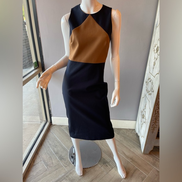 Diane Von Furstenberg Colorblock Midi Dress Sleeveless Navy size 6 - Picture 2 of 5